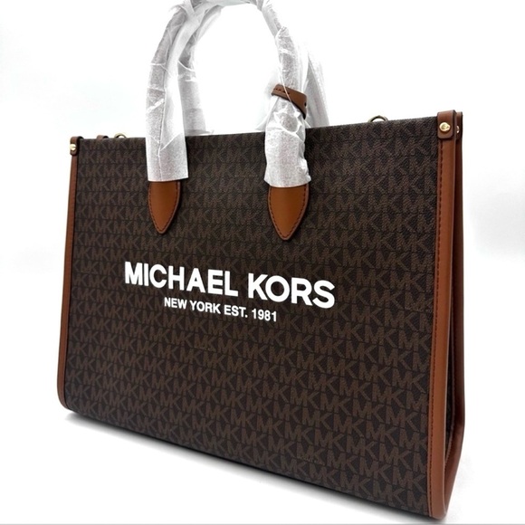 Michael Kors Medium Mirella Tote Bag Brown/Gold - Picture 2 of 11